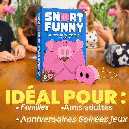 Snort Funny, jeu de societe avec groins de cochon et 150 cartes en francais