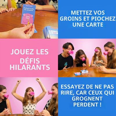 Snort Funny, jeu de societe avec groins de cochon et 150 cartes en francais
