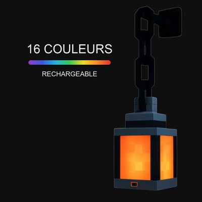 Torche Pixel, veilleuse Minecraft rechargeable