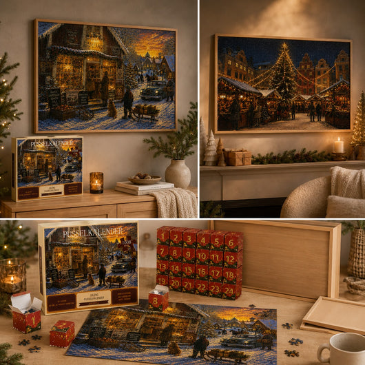 Calendrier de l'Avent Puzzle 2026 | 24 boîtes, 1008 pièces, un tableau de Noël